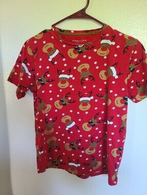 Denim & Flower Red Holiday Reindeer Tee